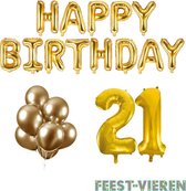 21 jaar Verjaardag Versiering Ballon Pakket Goud
