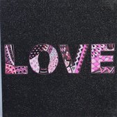 Canvas glitter roze met tekst "LOVE" 29 x 29 cm