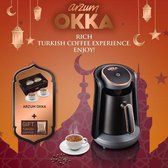 Arzum OKKA Minio GIFT SET1 |OKKA Minio| Turkse Koffiemachine | Turk kahve makinasi Zilver/ Zwart + 2 Koffie Cups + Turkse Koffie | Cadeauset