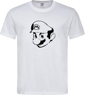 Wit T shirt met Zwart "Mario" print size XL ( unisex )