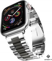 Stalen Smartwatch bandje - Geschikt voor Apple Watch stalen band - zilver/zwart - Strap-it Horlogeband / Polsband / Armband - Maat : 42 - 44 - 45mm