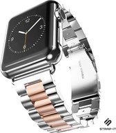 Stalen Smartwatch bandje - Geschikt voor Apple Watch stalen bandje - zilver/rosé goud - Strap-it Horlogeband / Polsband / Armband - Maat: 38 - 40 - 41mm