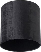 QAZQA transparant-cilinder-velours - Klassieke Lampenkap - Ø 20 cm - Zwart -