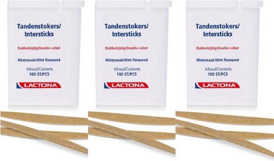 Lactona Intersticks - 3x 100 Stuks - Tandenstoker - Voordeelverpakking