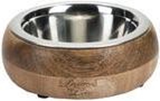 Designed by Lotte Mandira - Hondenvoerbak - Hout/RVS - 13,5 cm