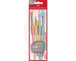 foto van Faber-Castell penselenset - soft touch - 4 stuks - pastel kleuren - FC-481620