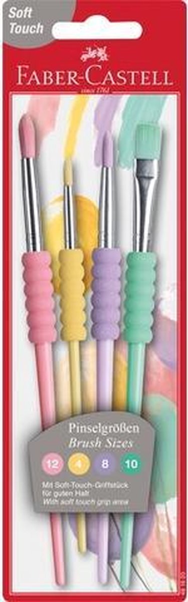 Faber-Castell penselenset - soft touch - 4 stuks - pastel kleuren - FC-481620