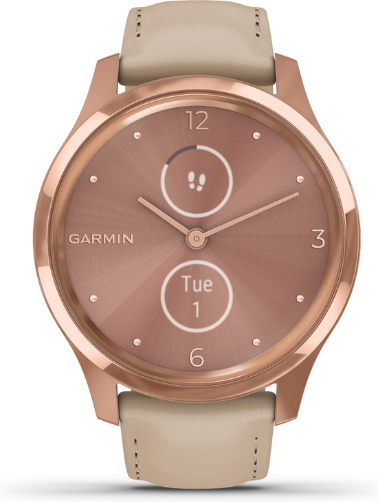 Garmin Vívomove Luxe - Montre connectée femme - 42 mm - Or rose