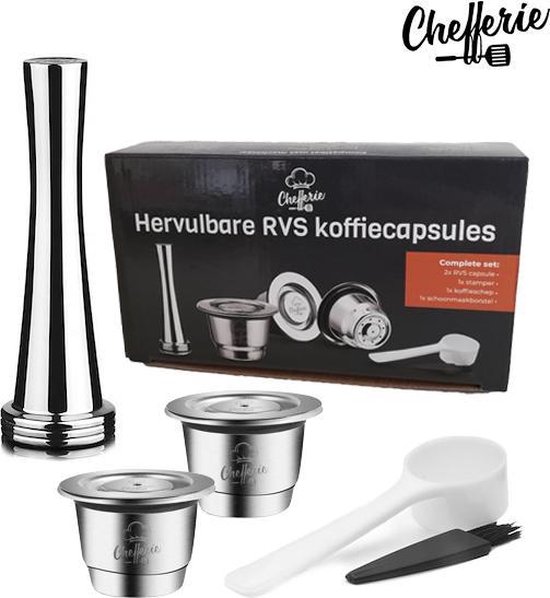Chefferie Nespresso cups - Herbruikbare koffiecups - Hervulbare capsules - RVS - 2 capsules
