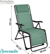 Relaxstoel - 5 Posities + Opklapbaar - Metaal - Textilene - Groen