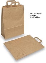 Eco-Kraft Papieren Tas | Draagtas Middel | Winkeltas | 26x17x26cm (25 stuks)