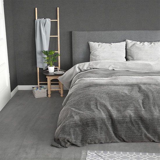 Sleeptime Flanel Stone Stripe - Dekbedovertrekset - Lits-Jumeaux - 240x200/220 + 2 kussenslopen 60x70 - Grijs van Merkloos — afbeelding 5