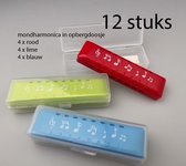 12 x mondharmonica in doosje