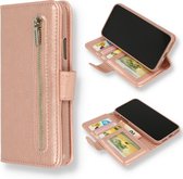 iPhone 12 & iPhone 12 Pro Hoesje Rosegoud - Luxe Kunstlederen Portemonnee Book Case met Rits