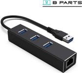 BParts  - Usb Hub Ethernet + 3 Port Usb 3.0 - Splitter - Black