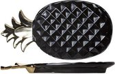Pineapple Black Deco-schaal 22.5x12.5cm - Aardewerk (set van 4)