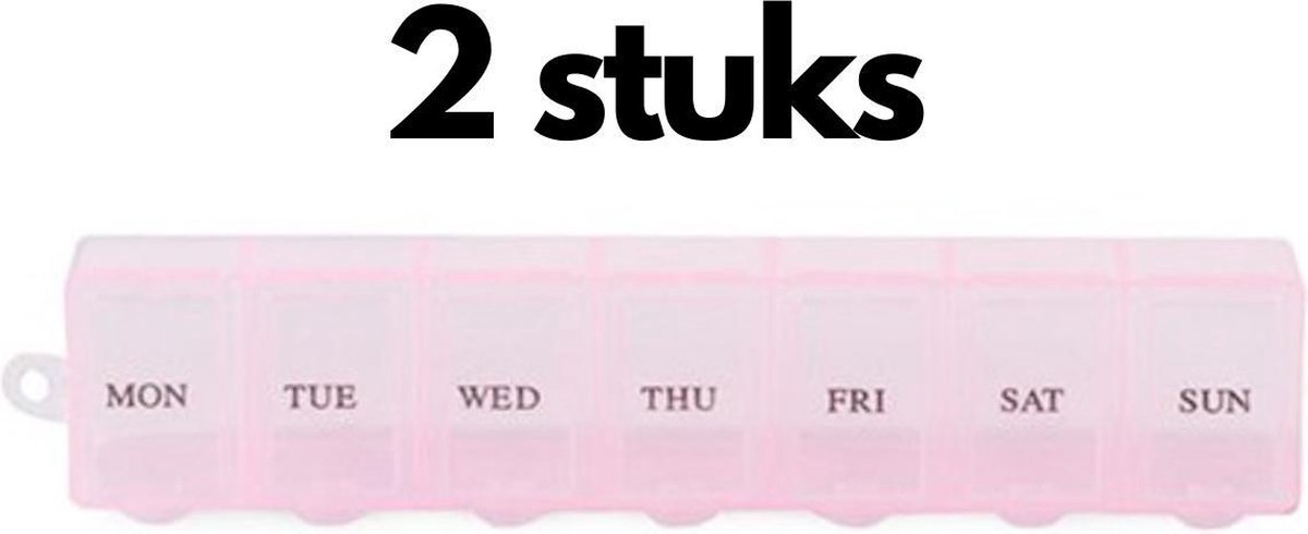 Goedkoopste 2x Pillendoos 7 Dagen Roze 7 vakjes - Doos voor Medicijnen - Pillen Planner - Medicijnhouder - Pillendoos Week