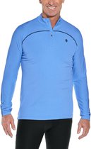 Coolibar - UV Zwemshirt voor heren - Longsleeve - Nocona Zip - Surf Blauw - maat XXL