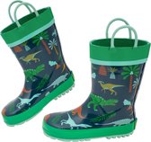 Stephen Joseph - Regenlaarzen voor jongens - Dino - Donkerblauw/groen - maat 26EU