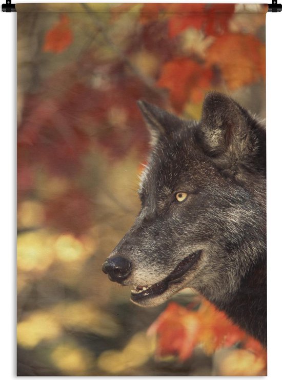 Wandkleed Roofdieren - Close-up wolf Wandkleed katoen 120x180 cm - Wandtapijt met foto XXL / Groot formaat!