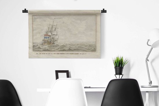 Peintures Tapisserie COV - Le navire Woestduin se coince sur le Noorderrassen - Peinture de Cornelis de Jonker Tapisserie coton 90x60 cm - Tapisserie avec photo