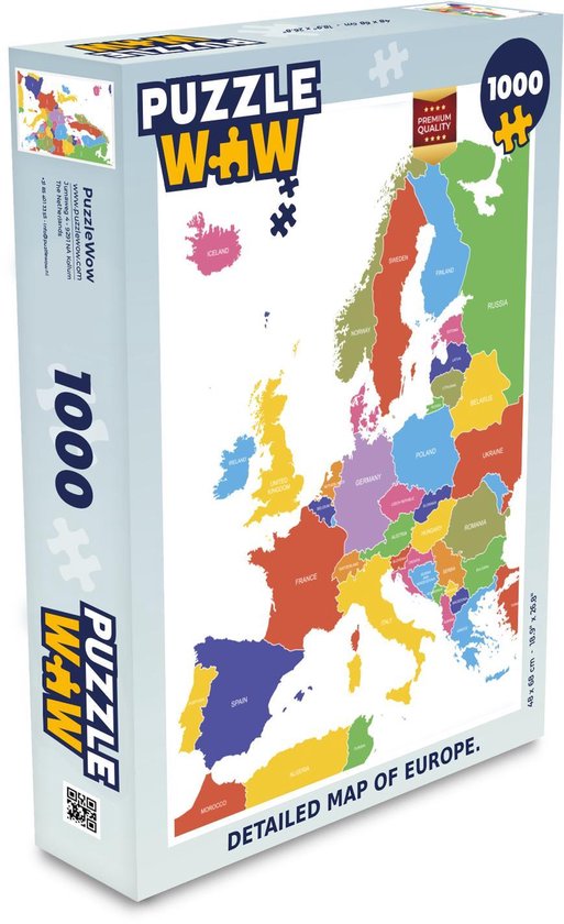 Puzzle 1000 pièces adultes Carte colorée Europe 1000 pièces - Carte  détaillée de... | bol