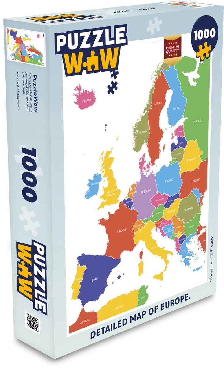 Puzzel Kaart - Europa - Kleur - Legpuzzel - Puzzel 1000 stukjes volwassenen  | bol.com