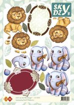 3D Knipvel - Sky - Lion and Elephants