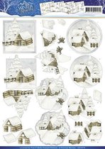 3D Knipvel - Precious Marieke - Winter Wonderland - Snow cabins 10 stuks