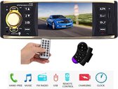 TechU™ Autoradio T92 – 1 Din met Afstandsbediening & Stuurwielbediening – Goud Zwart – Bluetooth – AUX – USB – SD – FM radio – Handsfree bellen – Ingang Achteruitrijcamera