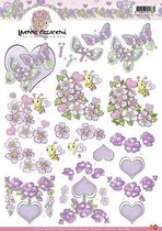 3D Knipvel - Yvonne Creations - Valentijn bloemen paars