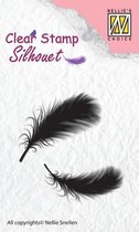 Sil023 Clearstamp Nellie Snellen - Silhouet feathers - Veren - 2 stuks 4,5 x 2 cm en 3,7 x 1,7 cm
