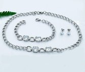 Mooie set met ketting armband oorbellen staal 4755