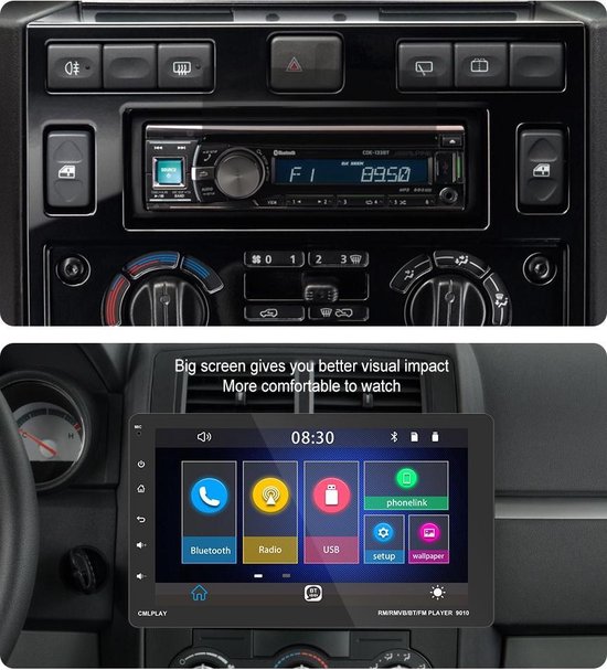 TechU™ Autoradio T99 Touchscreen – 1 Din met Afstandsbediening – 9 inch Kleuren Display – Bluetooth – AUX – USB – SD – FM radio – Handsfree bellen - TechU™