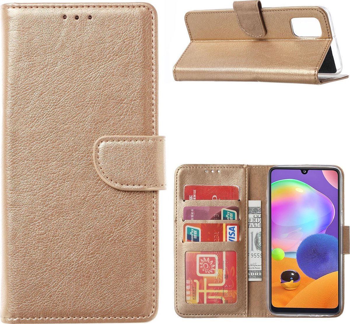 Samsung Galaxy M51 Flip Cover Goud met Standaard