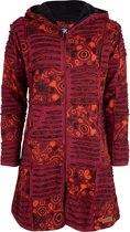 Dames Vest van Katoen met Polyester Fleece voering en vaste capuchon - SHAKALOHA - W Petunia Long Lined RedFlowerCircle XL
