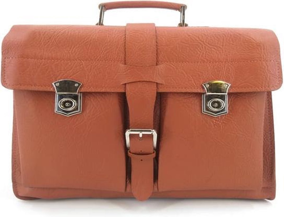 Alassio schooltas - leer - bruin - JU-6208001