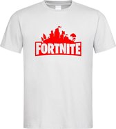 Wit T shirt met Rood "Fortnite Battle Royal" print size L