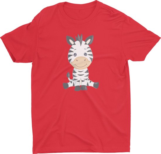 Pixeline Zebra #Red 142-152 t/m 12 jaar - Kinderen - Baby - Kids - Peuter - Babykleding - Kinderkleding - Zebra - T shirt kids - Kindershirts - Pixeline - Peuterkleding