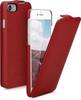 kalibri flip cover geschikt voor Apple iPhone SE (2022) / iPhone SE (2020) / iPhone 8 / iPhone 7 - ultradunne leren hoes voor smartphone - rood