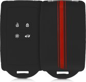 kwmobile autosleutelhoes geschikt voor Renault 4-knops Smartkey autosleutel (alleen Keyless Go) -Siliconenhoes in rood / zwart - Sleutelcover