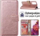 Hoesje geschikt voor Samsung Galaxy S20FE Book Case - Bookstyle Cover - Portemonnee Hoesje - Wallet Case - Rose goud - EPICMOBILE