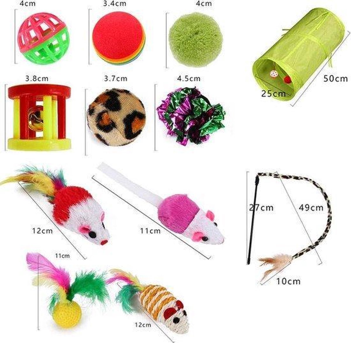 Kitten Springveer - Kattenspeelgoed - Plastic - 2 stuks 6x2,5 cm 2 stuks 11x1,5cm