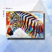 Diamond Painting Pakket Zebra - vierkante steentjes - 50 x 40 cm