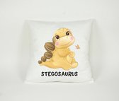 Kussensloop Dino Stegosaurus - Sierkussen - Decoratie - Kinderkamer - 45x45cm - Exclusief Vulling - PillowCity