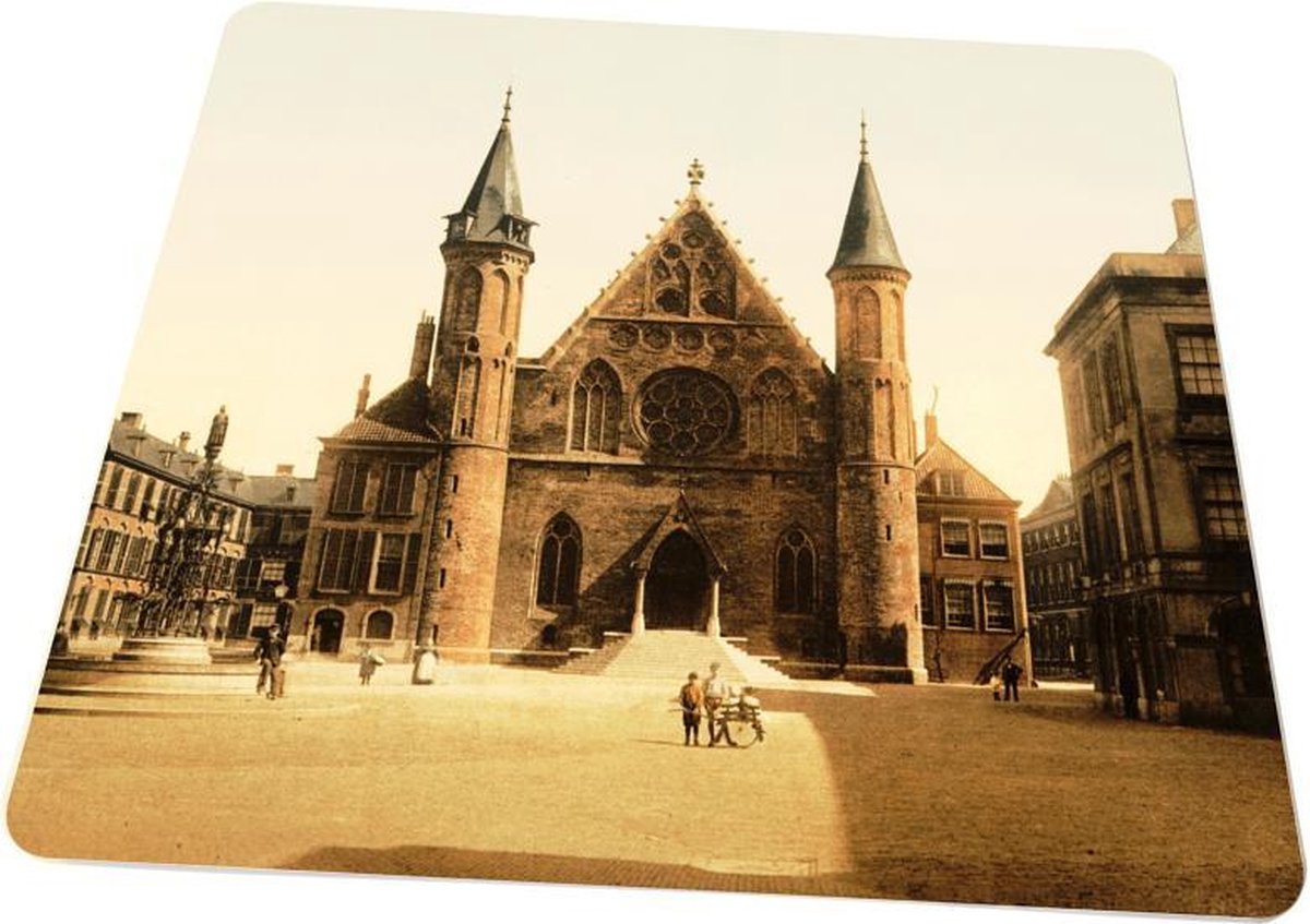 Oud Stadsgezicht Den Haag - Ridderzaal op het Binnenhof - Oude Foto Print op Muismat 22x20cm