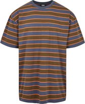 Urban Classics Heren Tshirt -4XL- Yarn Dyed Oversized Board Stripe Groen/Blauw
