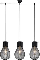 LED Hanglamp - Hangverlichting - Nitron Divo - E27 Fitting - 3-lichts - Rond - Mat Zwart - Aluminium
