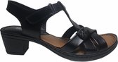 manlisa velcro 6 cm hakje lederen comfort sandalen S-103-S-064 zwart 39