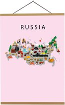 Kaart van Rusland | B2 poster | 50x70 cm | Roze | Maison Maps